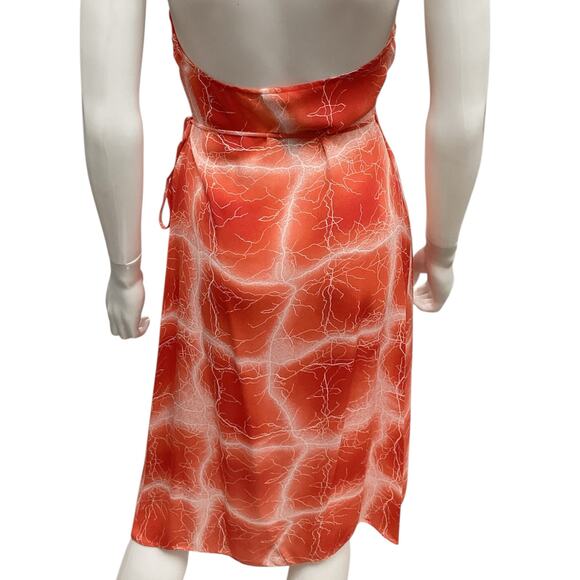 Diane VonFurstenberg Dress Women’s Size S 100% Silk Halter Top Wrap Style Orange - Picture 4 of 5
